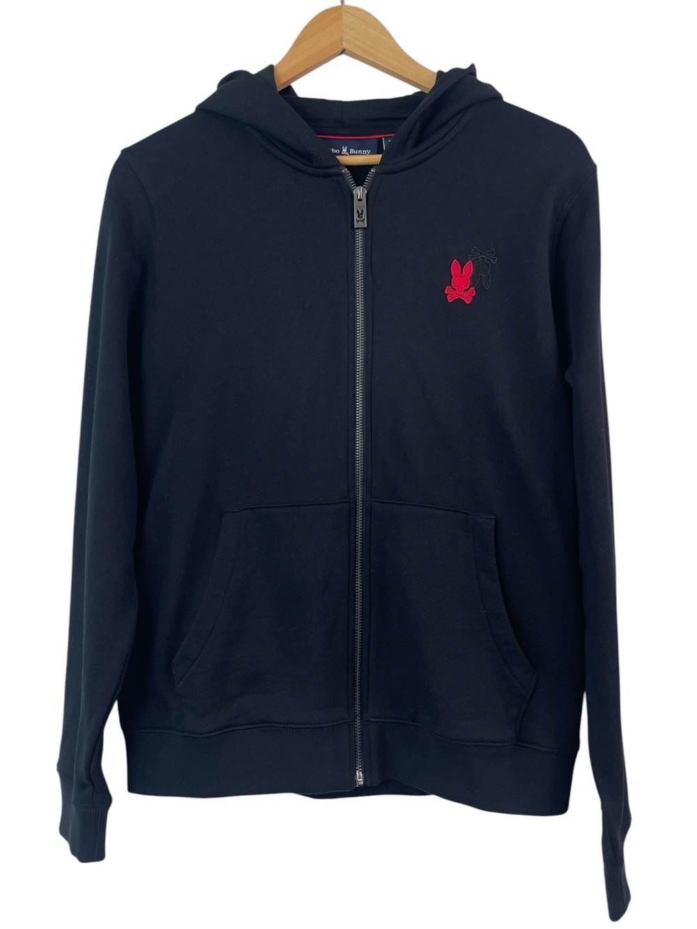NWT Psycho Bunny Kid’s Pierce Embroidered Classic French Terry Black Zip Hoodie